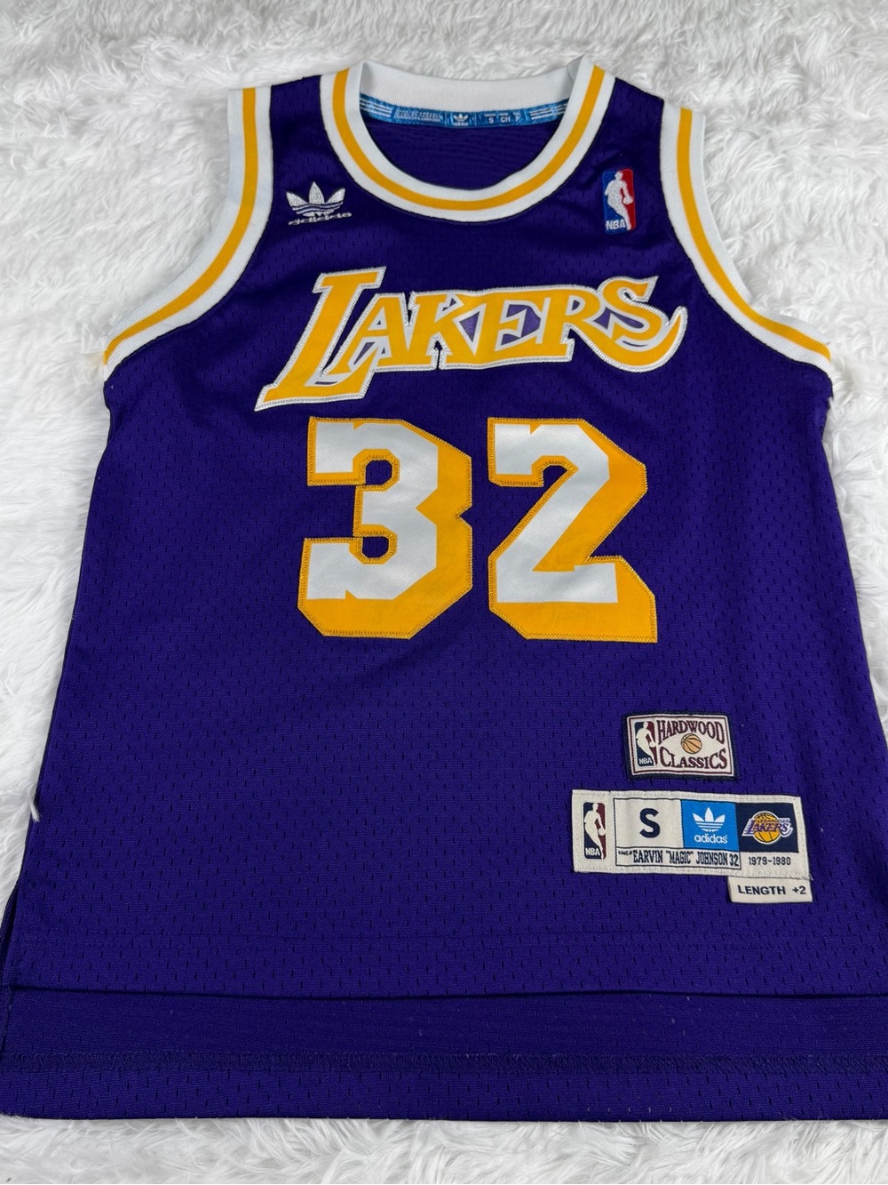 adidas Los Angeles Lakers Purple and Gold #32 Jersey Magic Johnson hardwoods